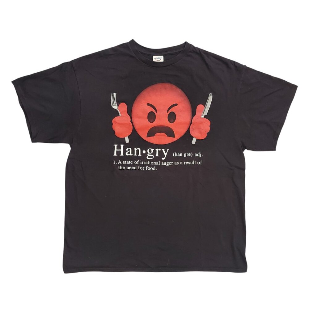 HANGRY RED FACE EMOJI GRAPHIC T-SHIRT (XL)